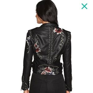 Blank NYC Vegan Leather Floral Studded Jacket